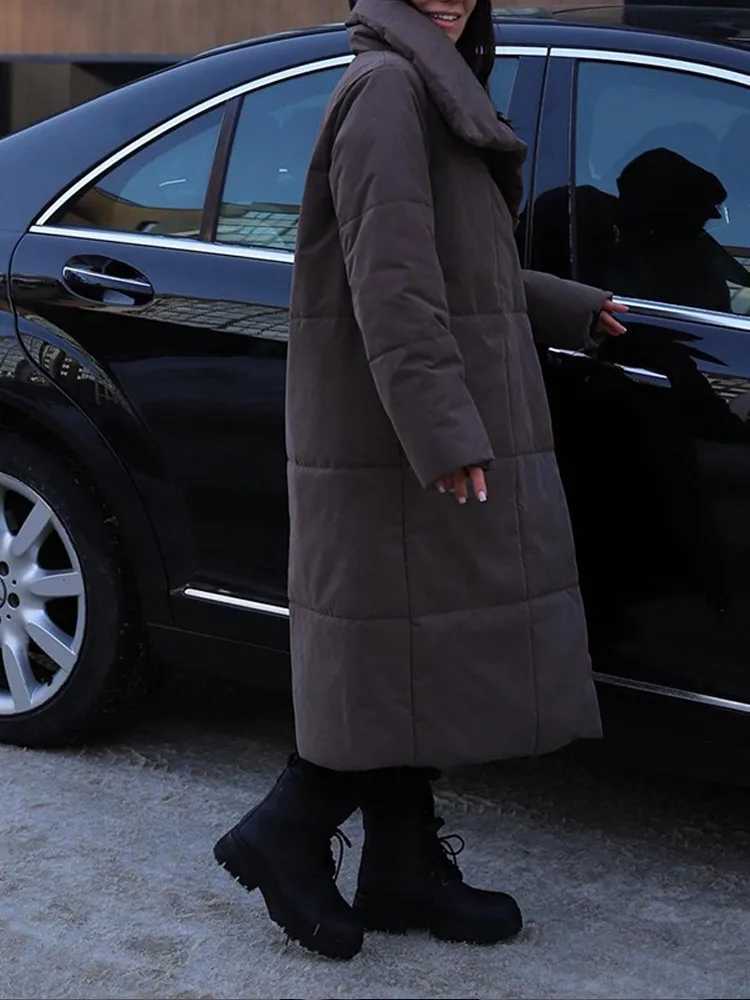 Fashion Collar Solid Color Classic Long Cotton Jacket Warm All Sves Button Down Jacket New Winter Womens Clothing