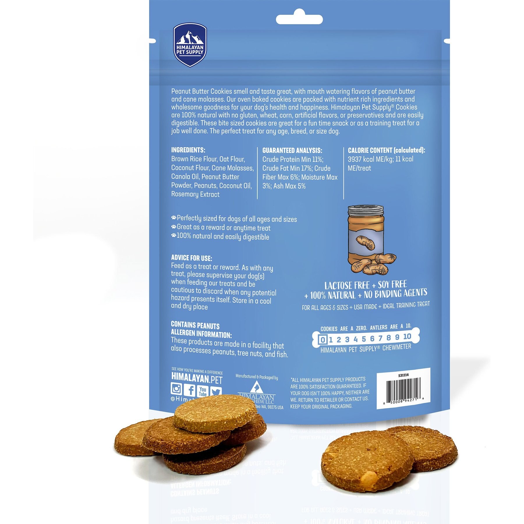 Himalayan Pet Supply Grain-Free Peanut Butter Cookies Crunchy Dog Treats, 14-oz bag