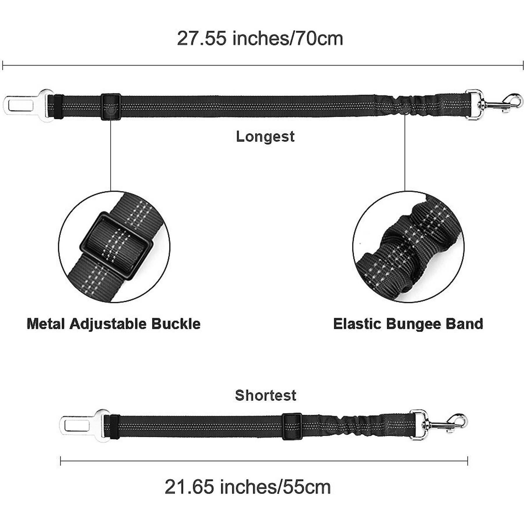SlowTon Adjustable Dog Car Seat Belt, 2 count