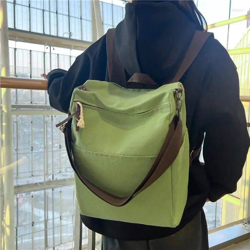 Fashion designer 2025S new model School Bags Zipper Solid Color Canvas Ladies Backpacks On Sale Casual Commuting High Quality Large Capacity For Women