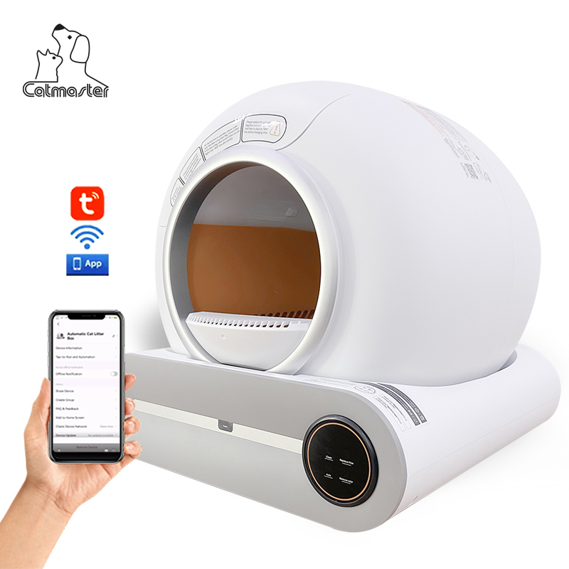 White Smart Self Cleaning Cat Litter Box Preventing Clamp Cat Electrical Automatic Cat Litter Box