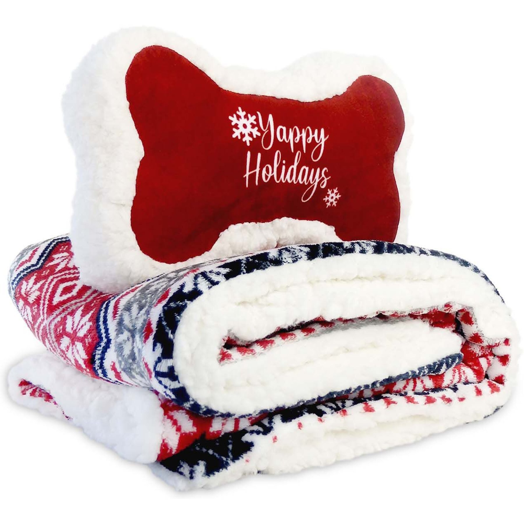 Bow-Wow Pet Sherpa Dog Blanket & Pillow Set