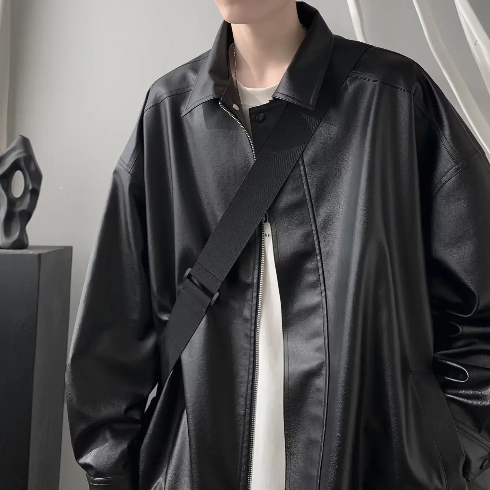 Vintage American Style Leather Jacket For Men Highend Feel Loosefit Faux Trendy Autumn Winter Season 241122