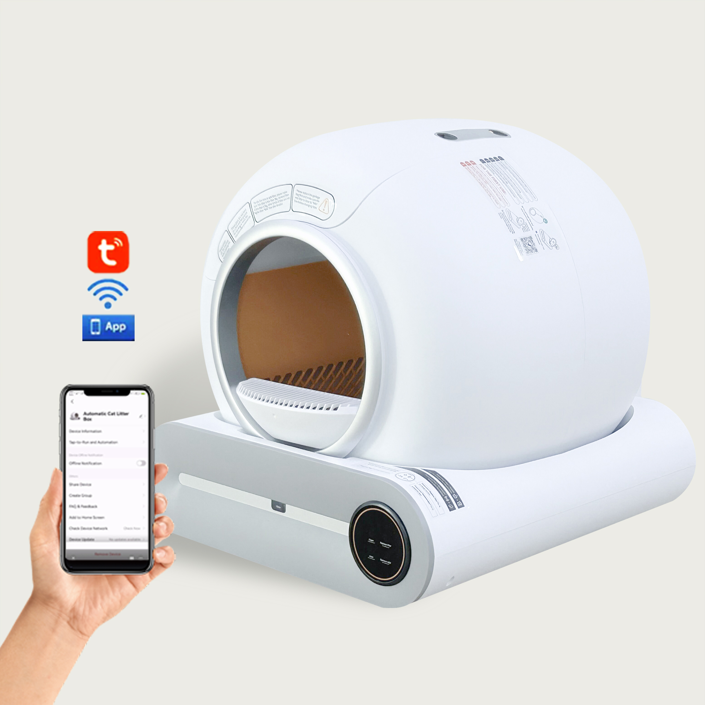 Oval App Control Semi Toilet Self Cleaning & Accessories Pet Tree Auto Flushing Electric Automatic Cat Litter Box