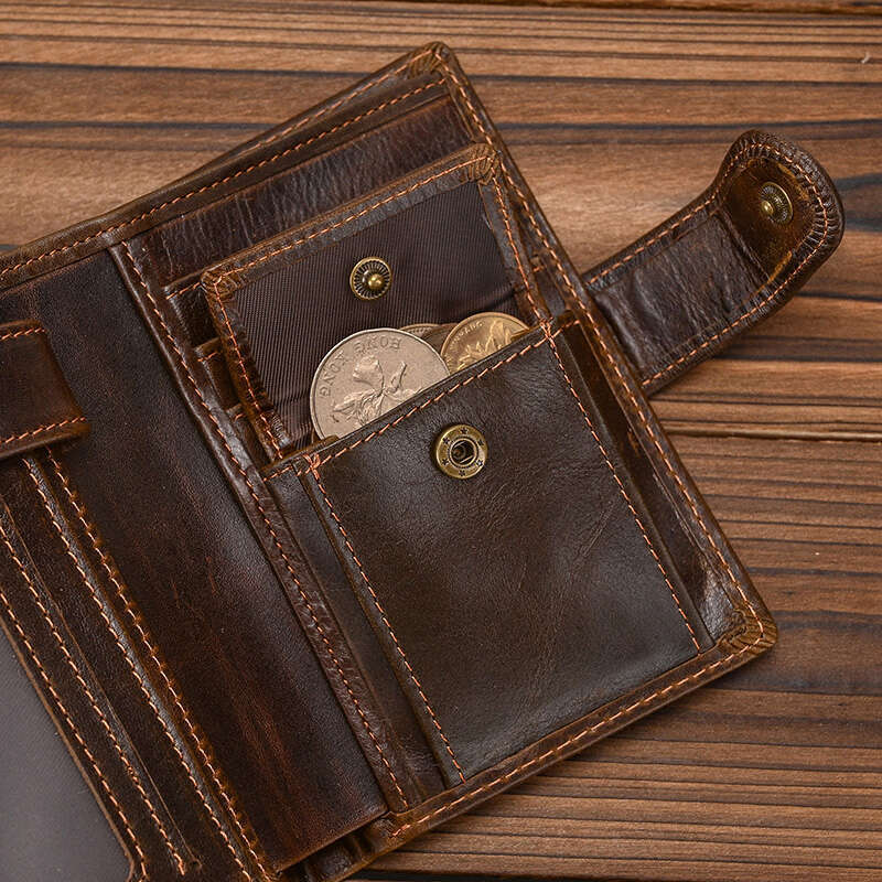 RFID anti-theft leather men's male clip wallet casual style short purse cowhide retro business card holder