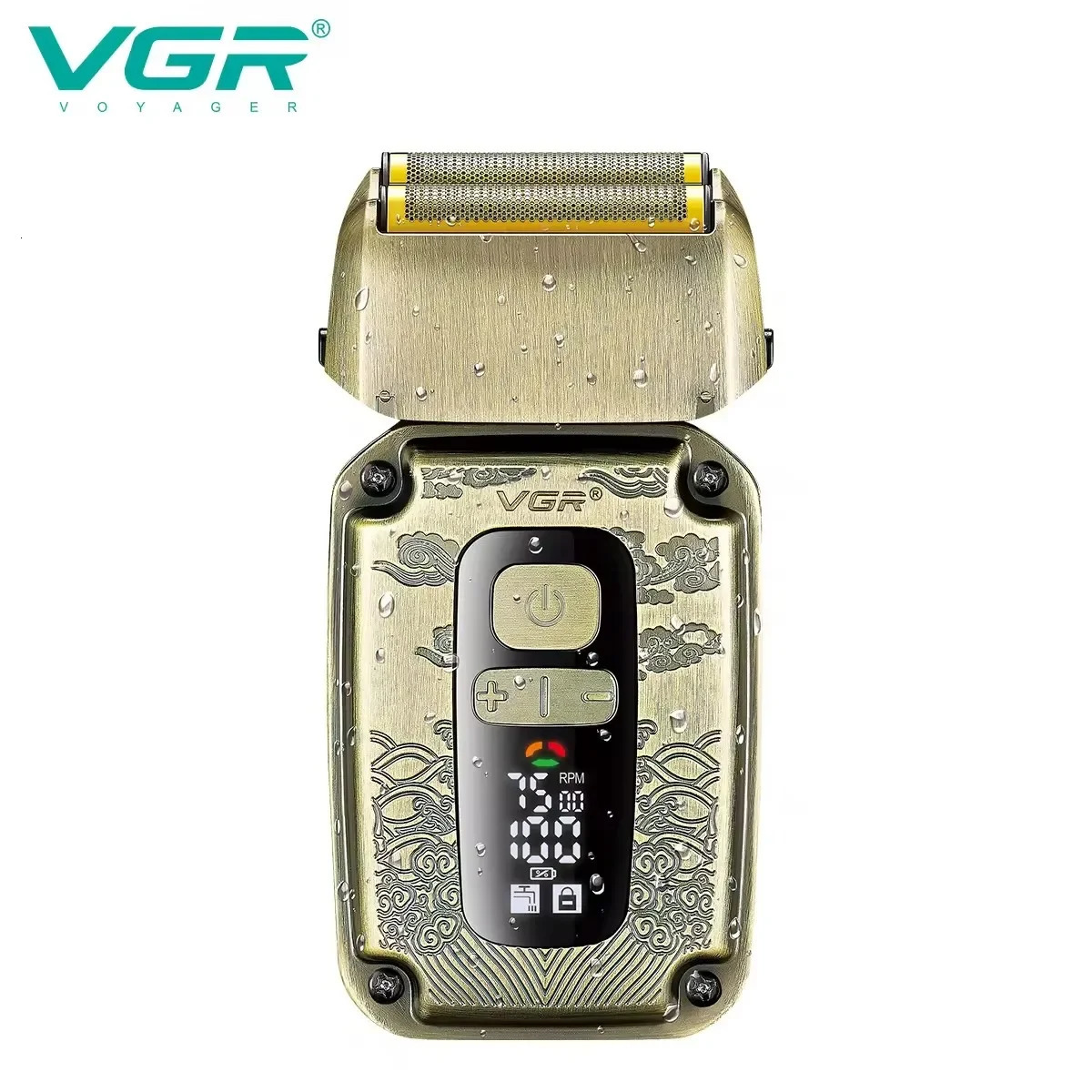 VGR hair trimmer adjustable charging professional shaver LED display screen with V-337 mens full body washable foil trimmer 241206