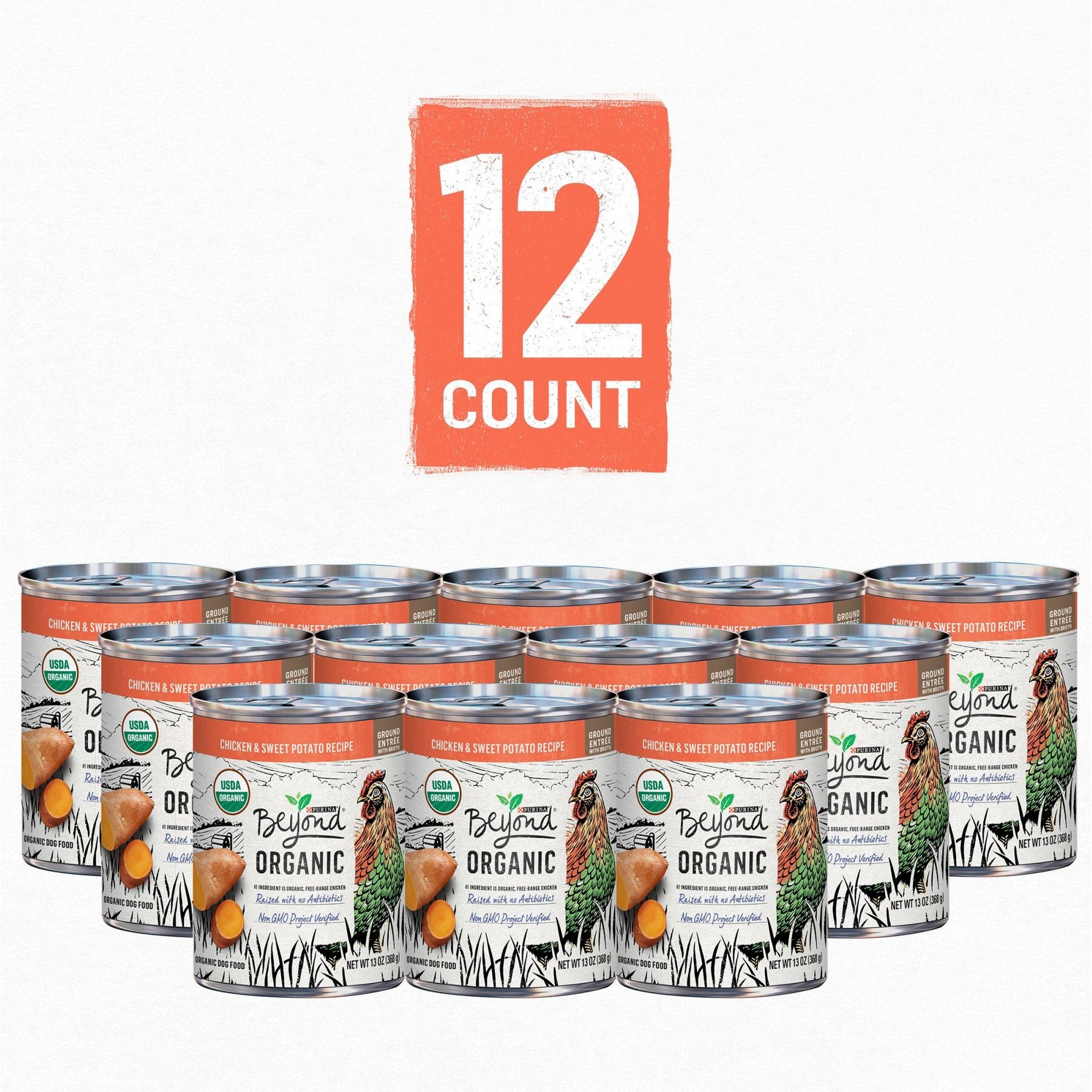 Purina Beyond Organic Chicken & Sweet Potato Recipe Wet Dog Food, 13-oz can, case of 12