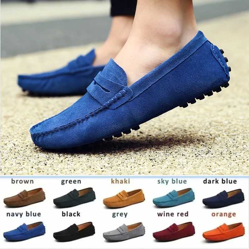 38-50 Mens Shoes Casual Shoes Womens Shoes Genuine Leather Men Loafers Slip Men Flats M Driving Shoes Y250312
