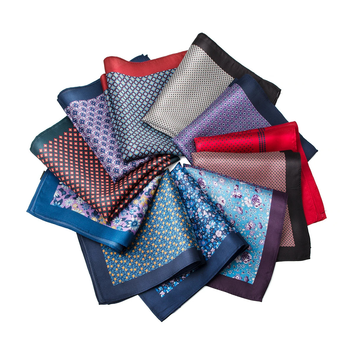 Retro style mens 100% silk paisley floral print Hanki custom handle head pocket square 241122