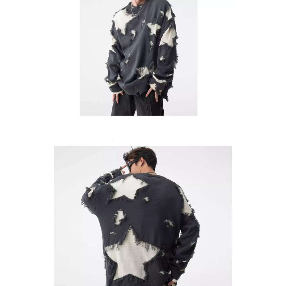 hoodie Rindu American new fashion clown star men's ripped edge hoodie Y2K retro thick sweater casual pullover for men and women jacket