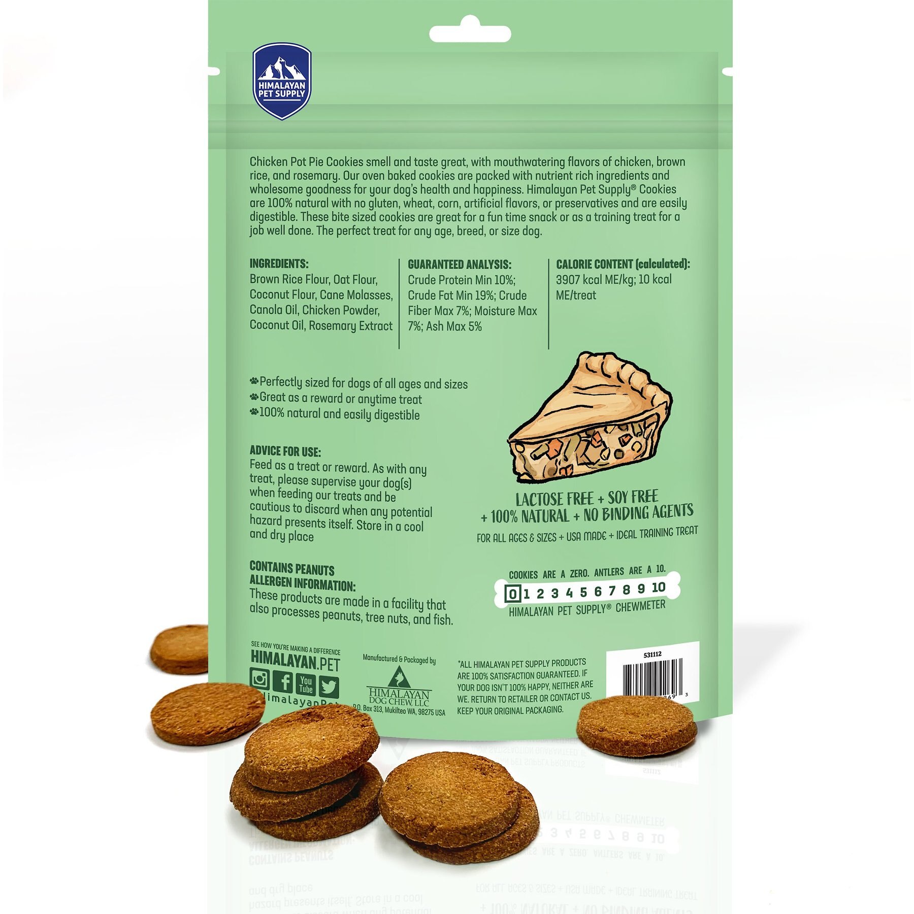 Himalayan Pet Supply Grain-Free Chicken Pot Pie Cookies Crunchy Dog Treats, 14-oz bag