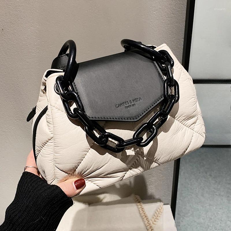 Drawstring Kawaii Hit Winter PU Leather Padded Quilted Women's Designer Handbag Chain Shoulder Crossbody Bags zhanyishengli