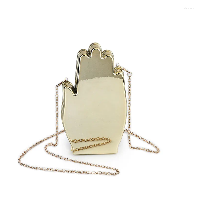 Shoulder Bags Alirattan Women Acrylic Evening Fashion Ladies Chain Crossbody Bag Wedding Party Palm Shape Lipstick A473