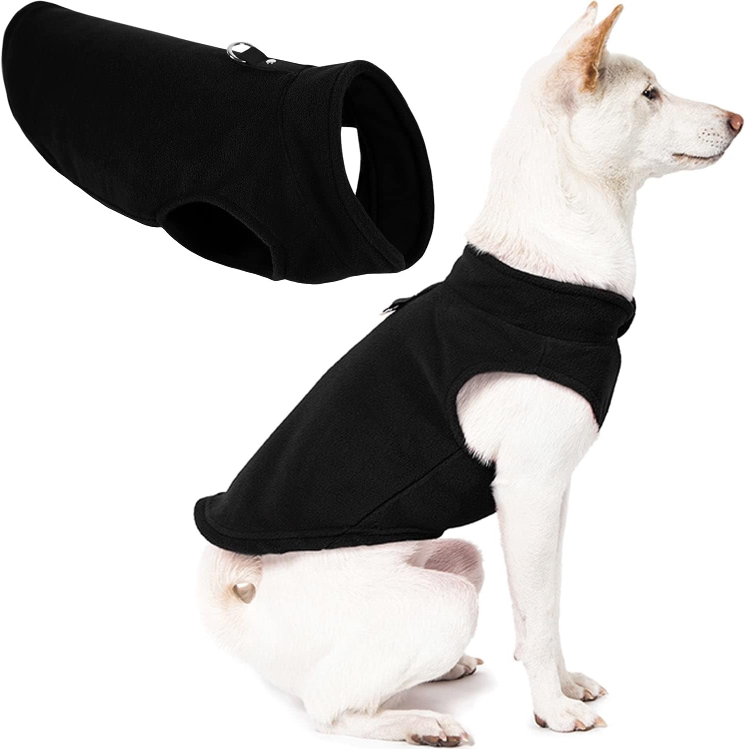 Gooby Vest Blue, Warm Pullover Fleece et with O-Ring Leash Winter Sweater Coat - Cold Weather Dog Clothes for Small Dogs Boy or Girl