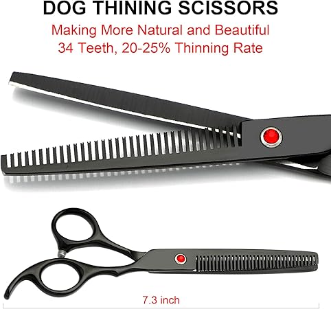 TINMARDA Professional Dog Grooming Scissors Kit, Titanium Coated Dog Scissors for Grooming, 5 in1 Grooming Shears Kit for Dogs Cat Pet At Home