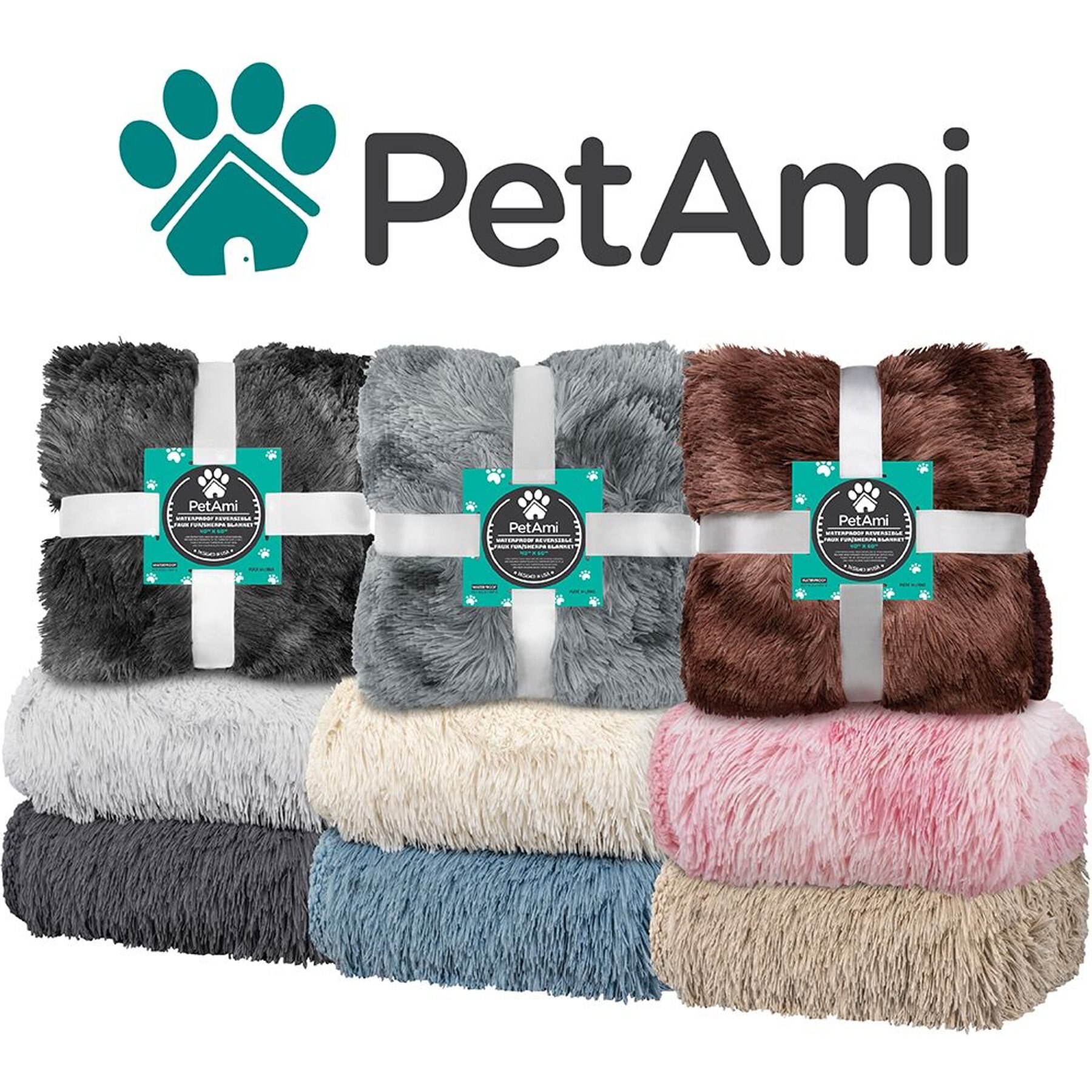 PetAmi Furry Faux Fur Waterproof Cat & Dog Blanket