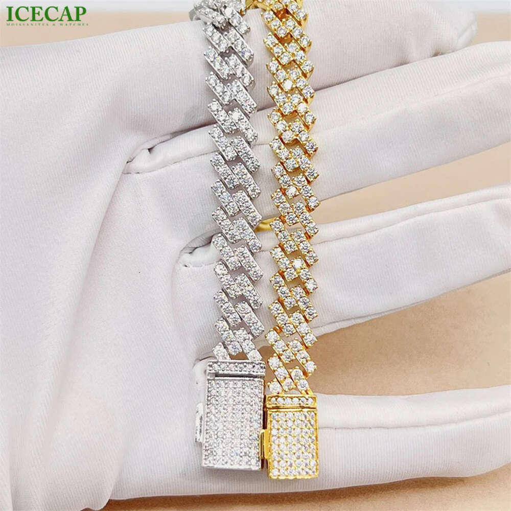 10mm Fashion Jewelry Vvs Moissanite Diamond Cuban Link Chain 925 Silver Hip Hop Men Necklace