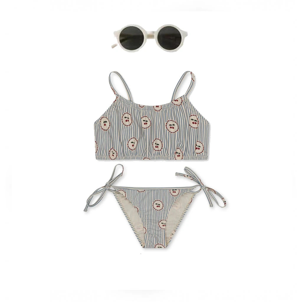 Konges Slojd Girls Swimwear Sets Summer Kids One Pieces Swimsuits Baby Holiday Outwear Toddler Children Seaside Swim Bikini 240415