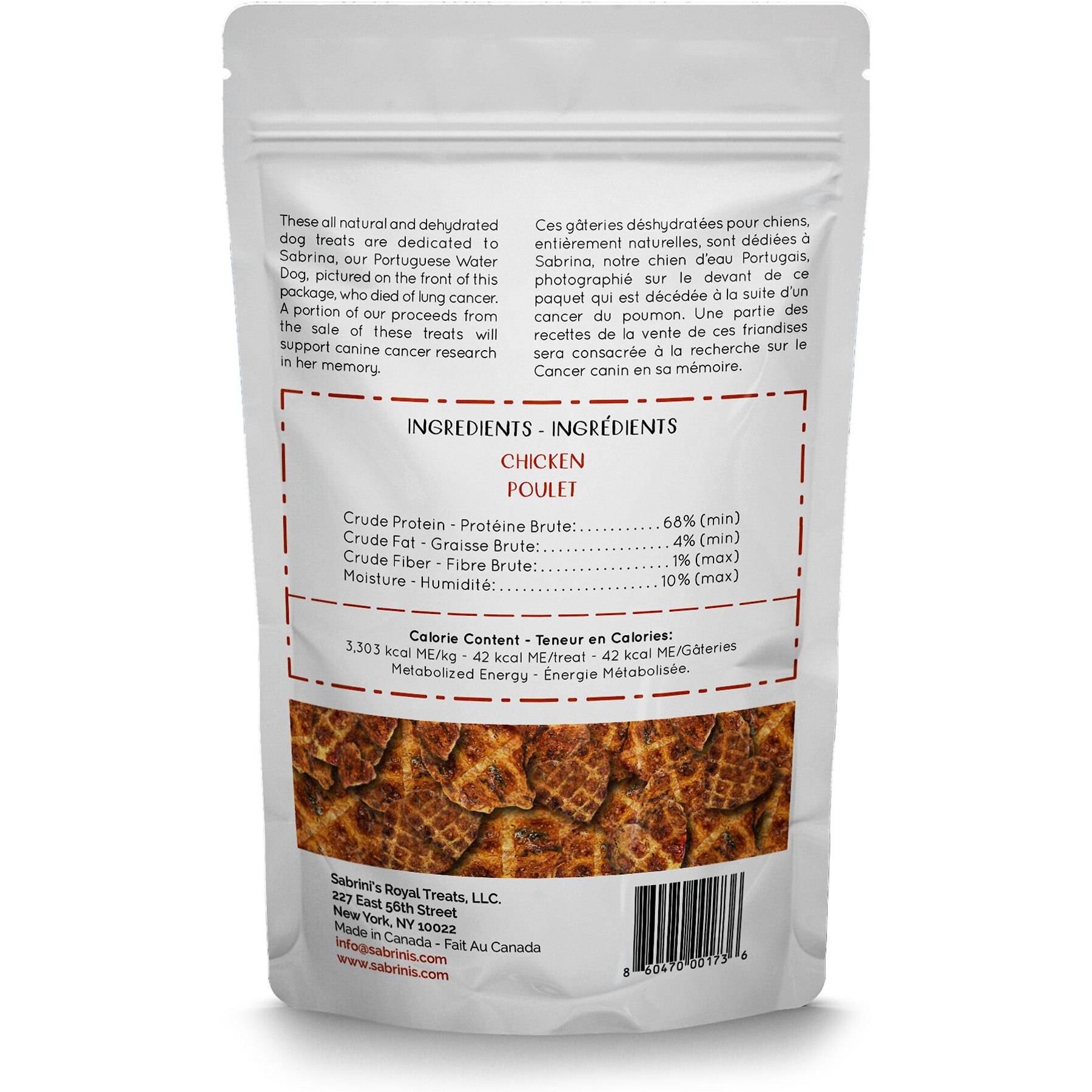 Sabrini's Royal Treats Chicken Dog Treats, 3-oz pouch