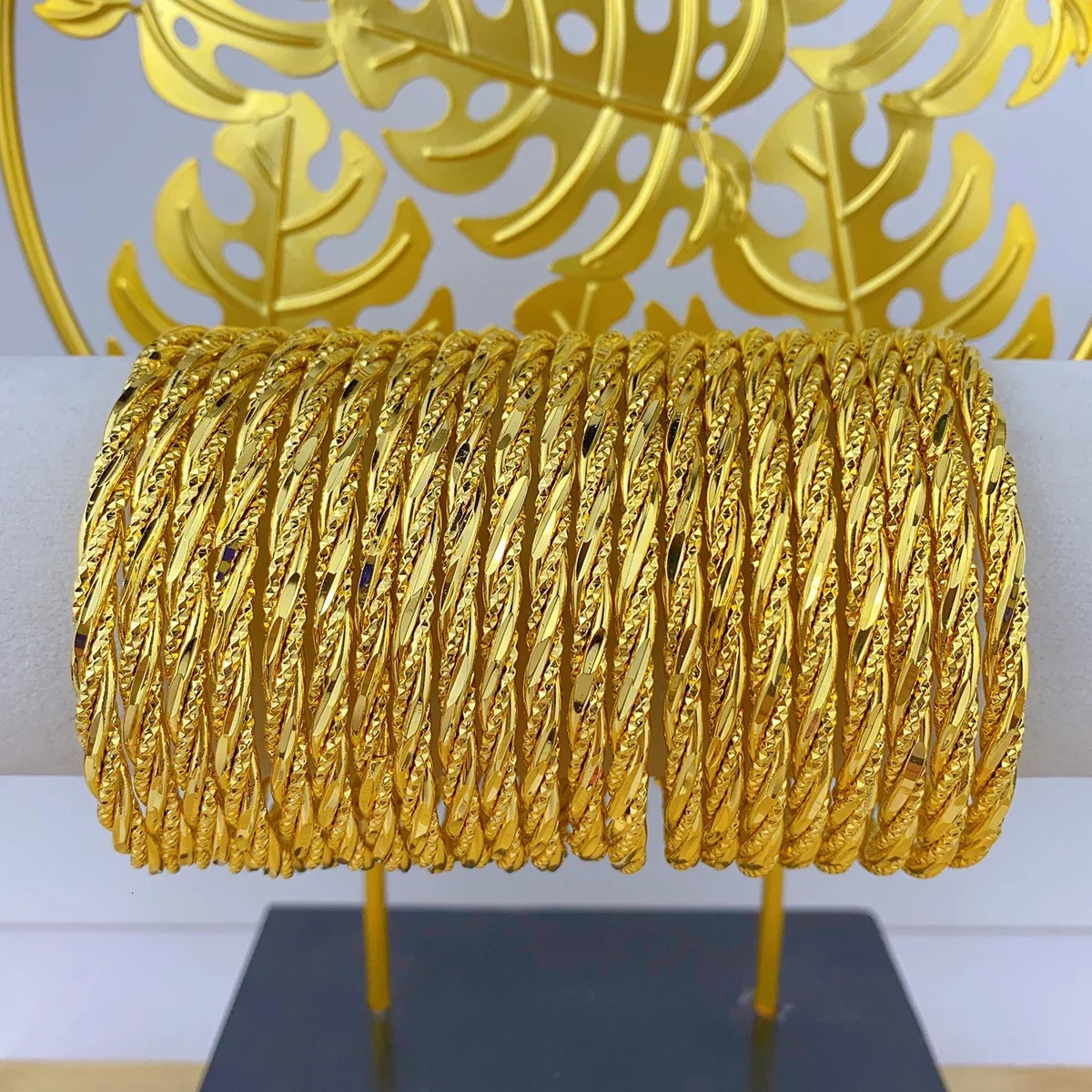 Dubai 24K Gold Color Bangle For Women African Jewellery Bracelets Brazilian Indian Wedding er Bracelets Gifts 62mm 241122