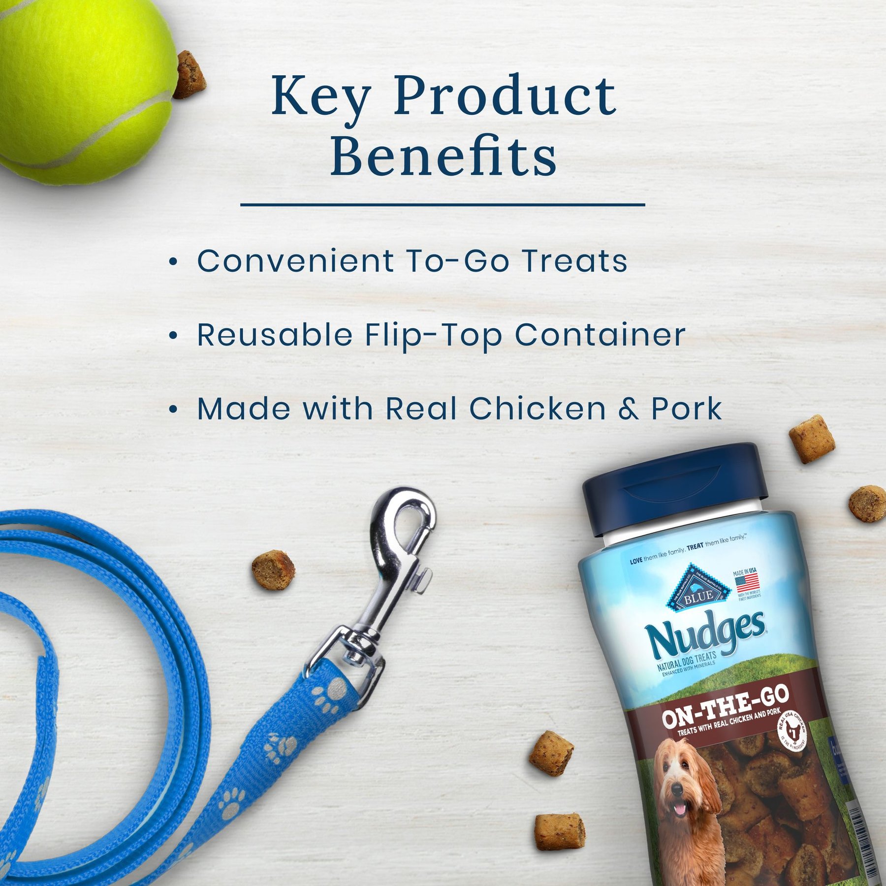 Blue Buffalo Nudges On The Go Chicken & Pork Natural Dog Treats, 5.5-oz container