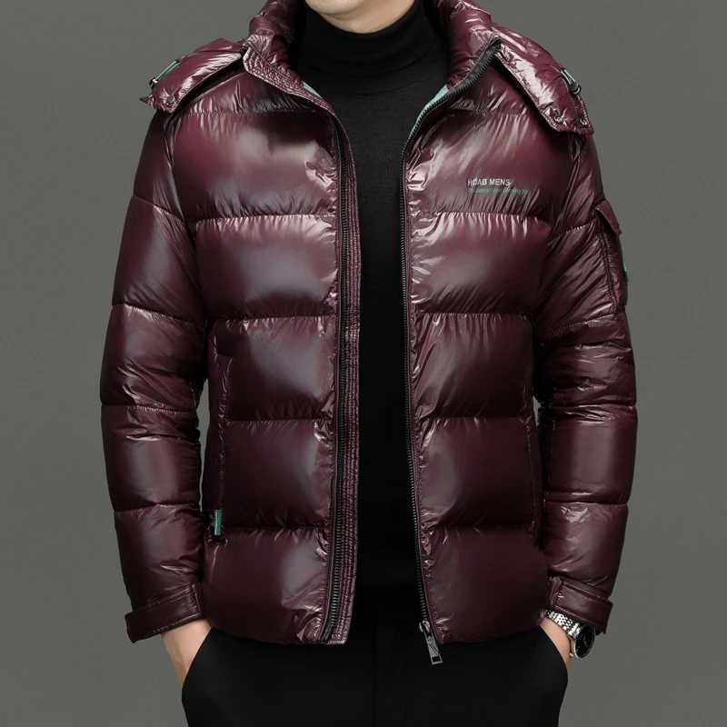 Winter Men Down Jacket Fashion Glossy Waterproof Short Down Jacket High Quality Men Lightweight Snowski White Duck Down Parka W250806