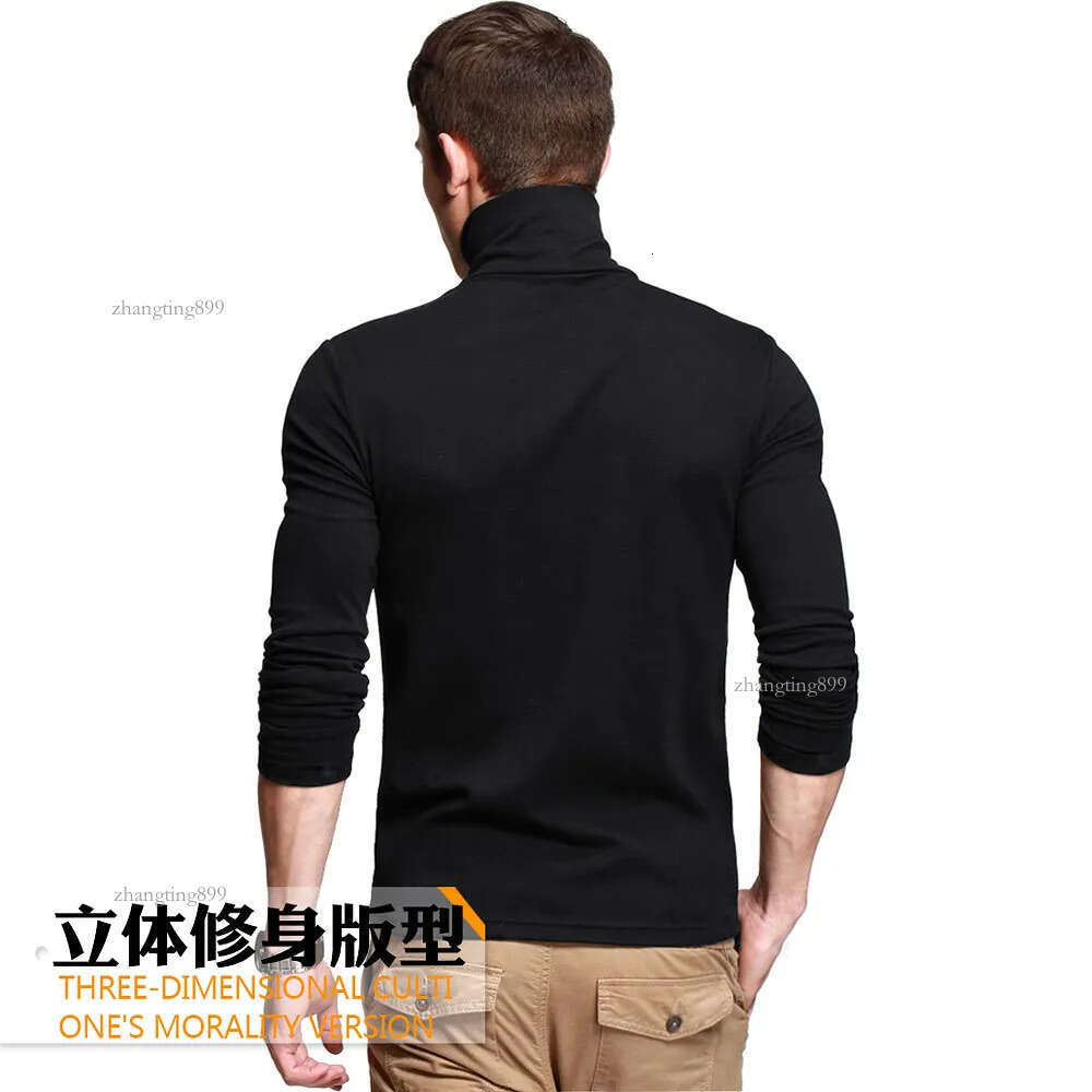 2020 New Men fashion t shirt tees Slim Tops Male stretch t-shirt turtleneck long sleeve Tee Shirts High collar Men's cotton Tees CX200711