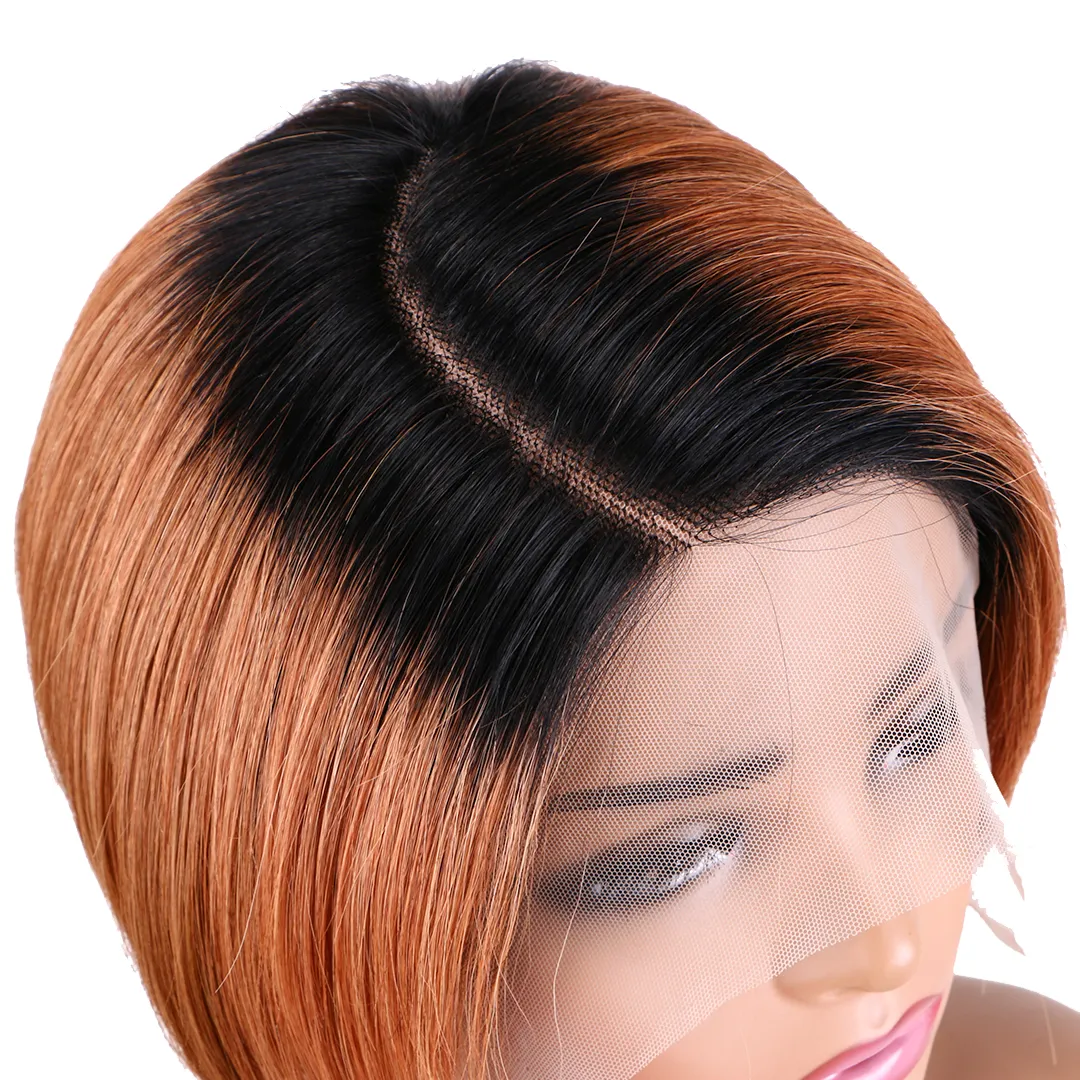 Blonde 100% Really Human Hair Highlight Wigs Luxurious Short Bob Naturally Human Hair Wig Burgundy Colored Pixie curly Hair Closure Wig Ready To Wear 