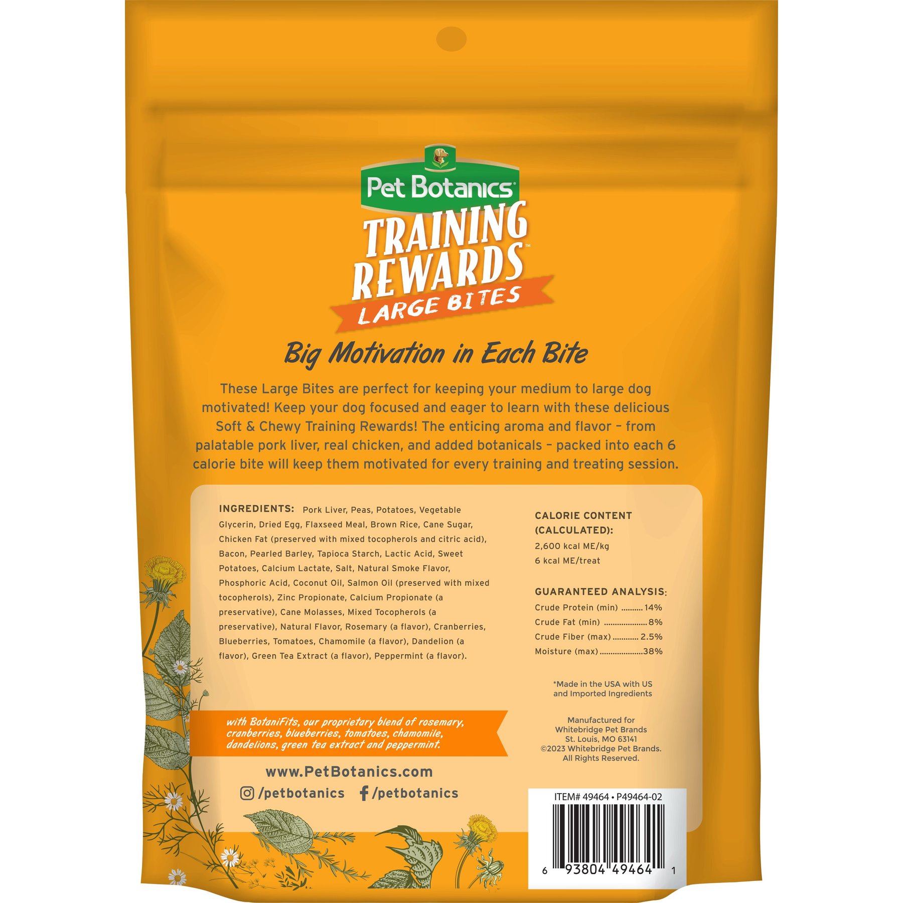 Pet Botanics Training Rewards Large Bites Bacon Soft & Chewy Dog Treats, 20-oz bag