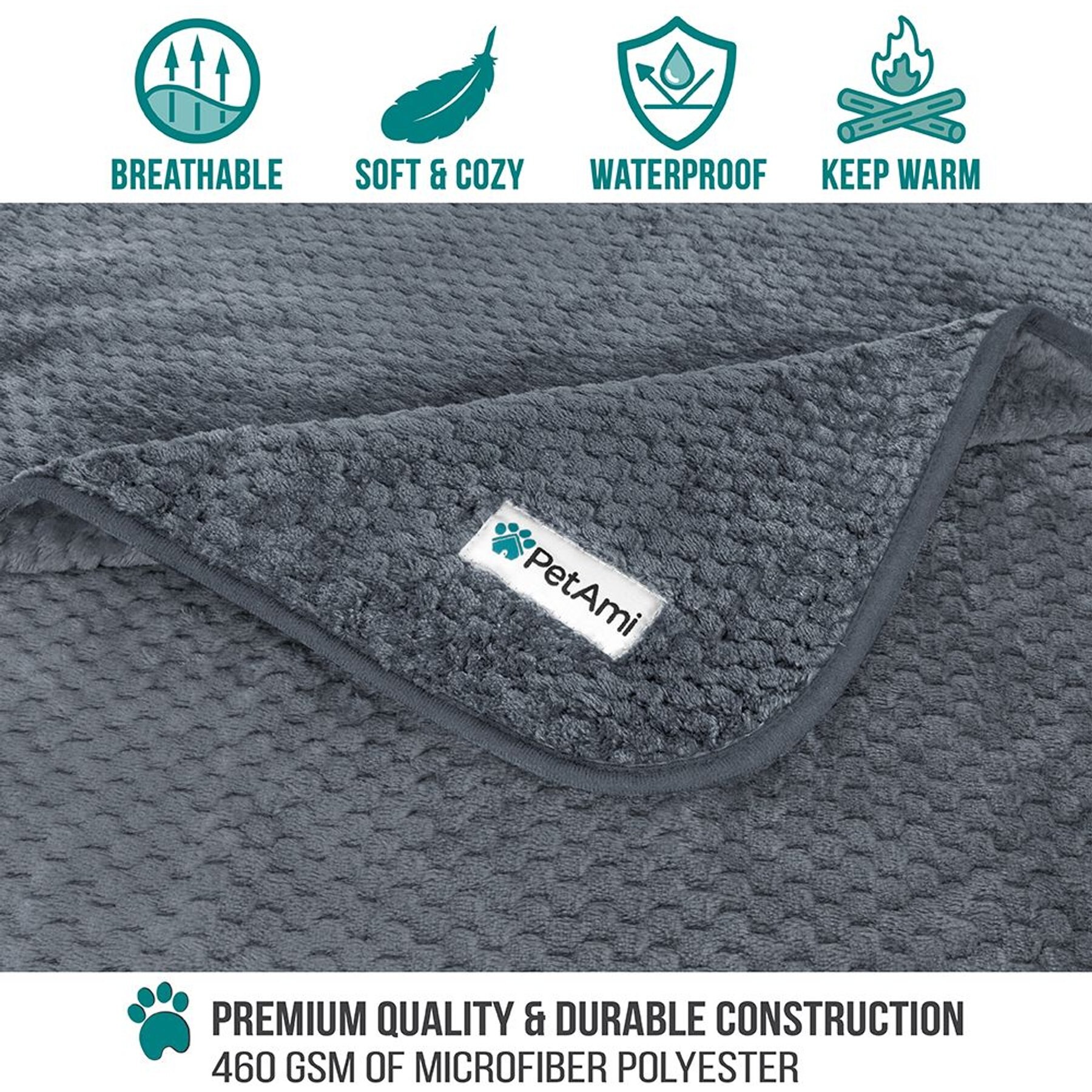 PetAmi Sherpa Fleece Waterproof Waffle Cat & Dog Blanket