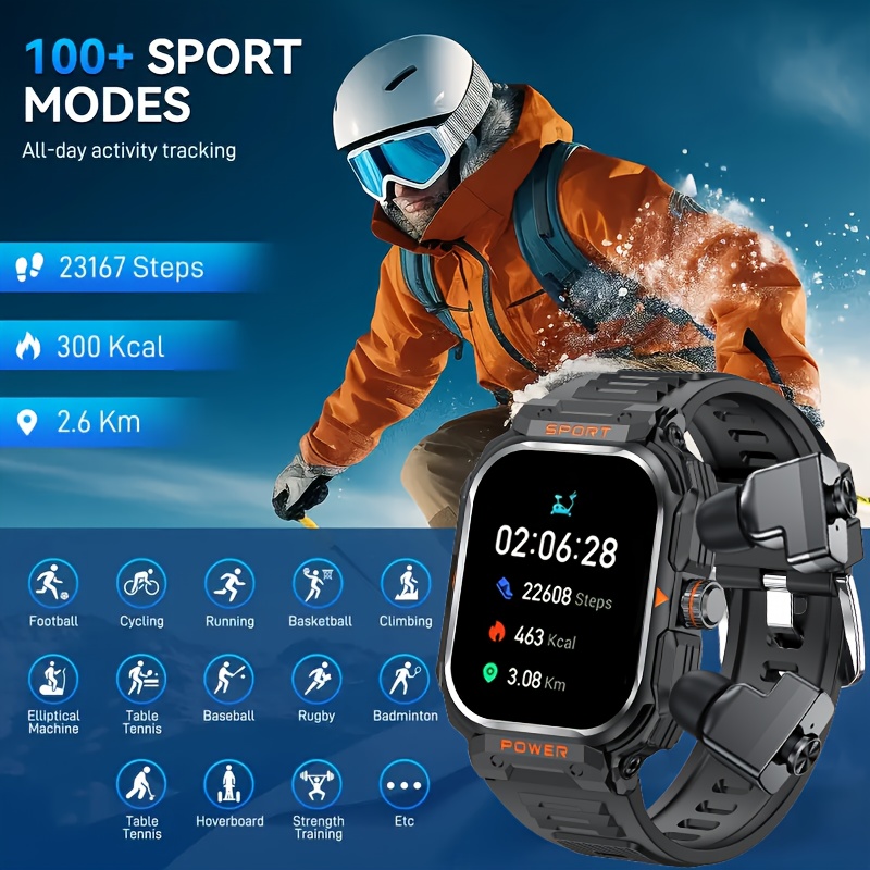 Men's and Women's 2-in-1 Wireless Earphones with Smartwatch Functionality