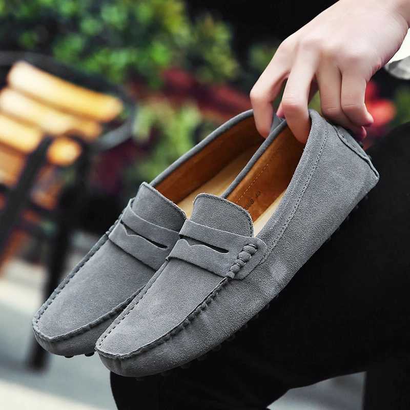 38-50 Mens Shoes Casual Shoes Womens Shoes Genuine Leather Men Loafers Slip Men Flats M Driving Shoes Y250312