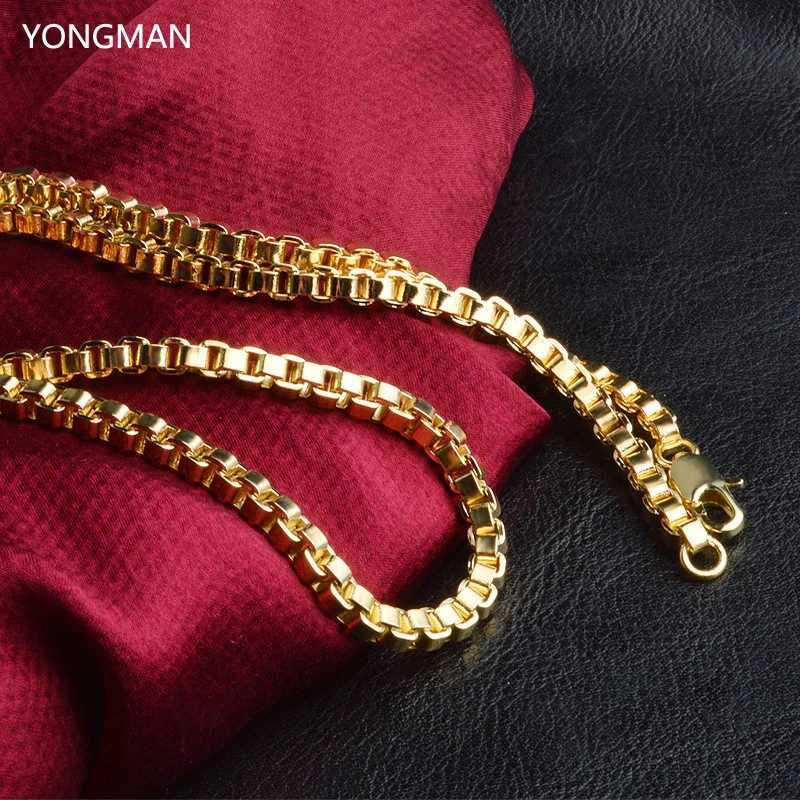 YONAN 18K Gold Plated 3MM Box Chain Necklace 16 inches 18 inches 20 inches 22 inches 24 inches 26 inches 28 inches 30 inches W241121