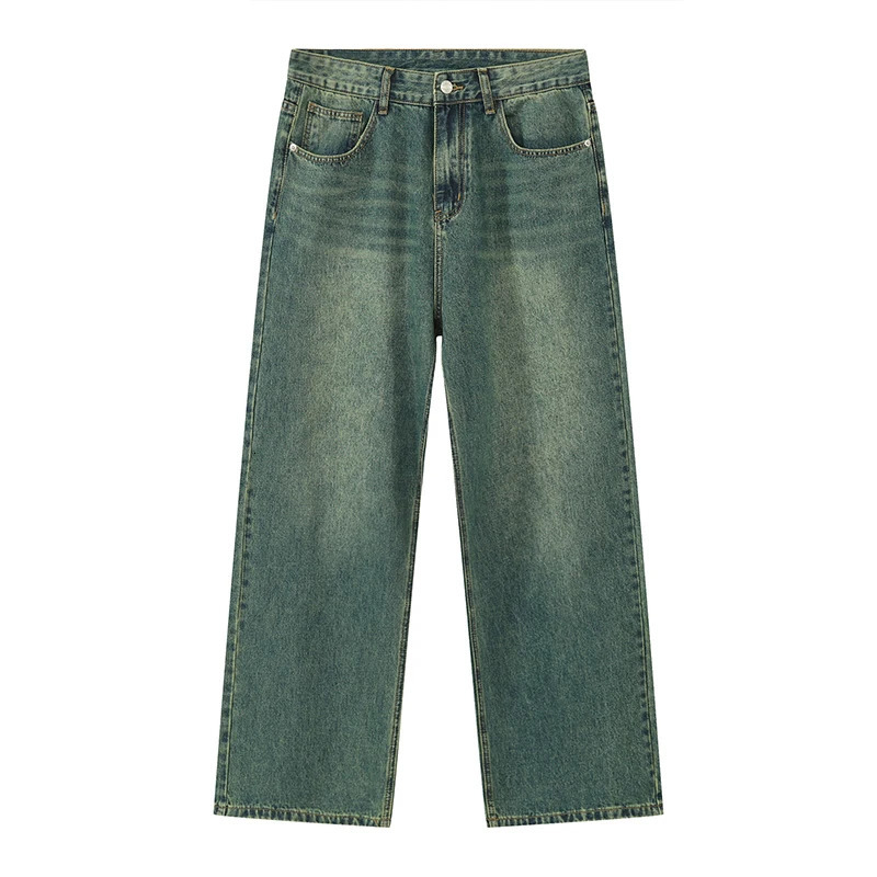 IEFB Mens Jeans Korean Personality Straight Wide Leg Pants Fashion Autumn Winter Vintage Male Trousers 9A5577 240415