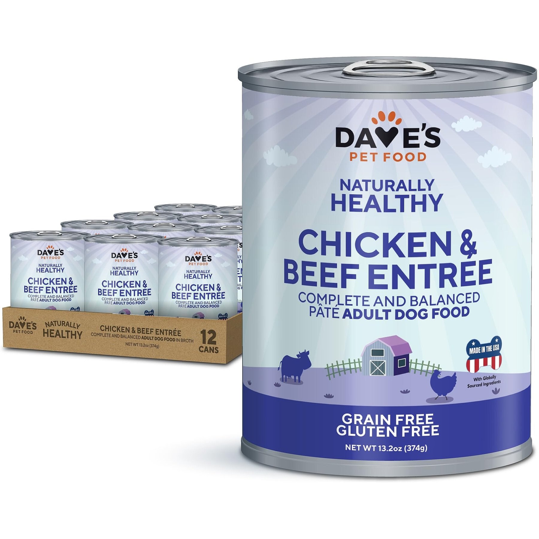 Dave's Pet Food Naturally Healthy Chicken & Beef Entree Pate Canned Wet Dog Food