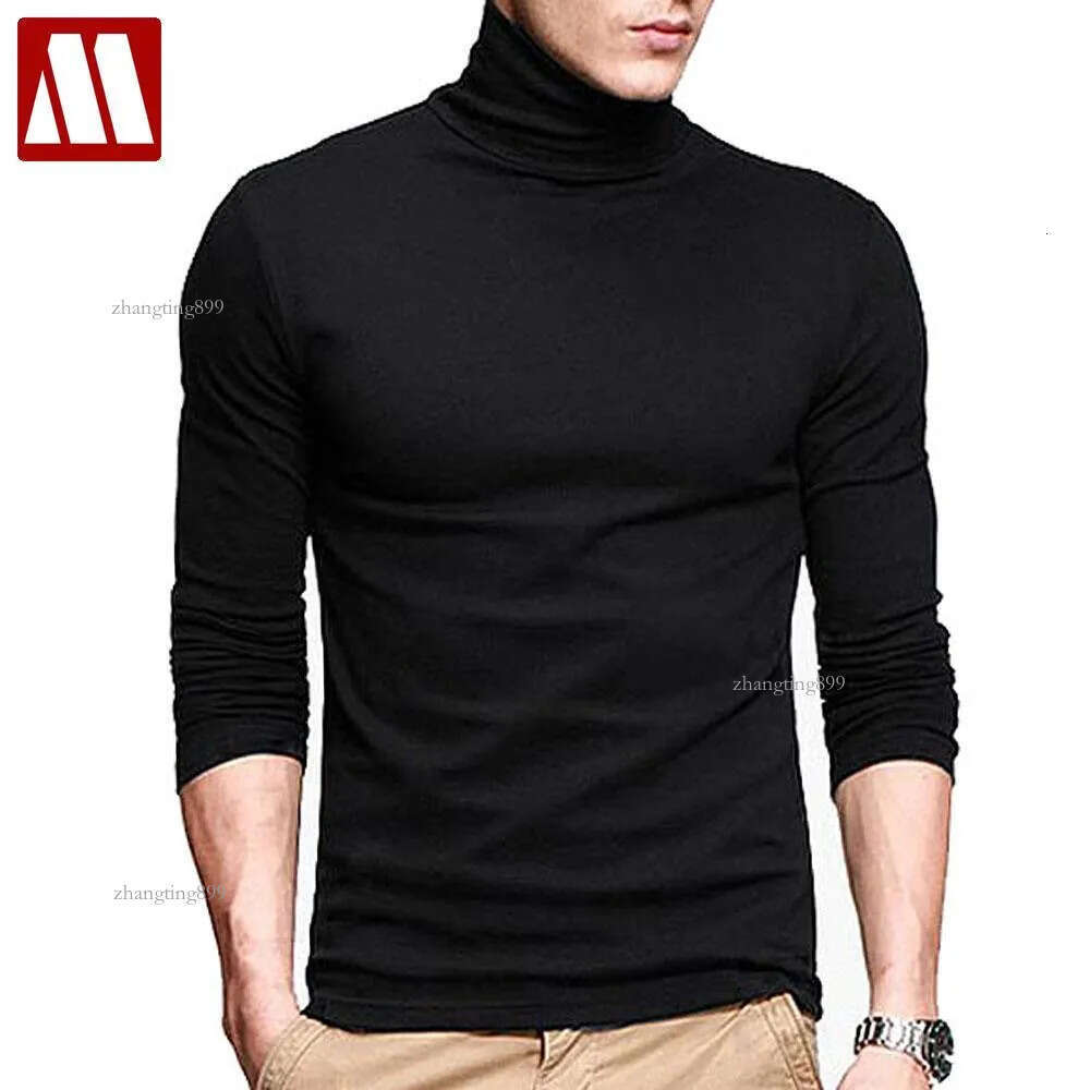 2020 New Men fashion t shirt tees Slim Tops Male stretch t-shirt turtleneck long sleeve Tee Shirts High collar Men's cotton Tees CX200711