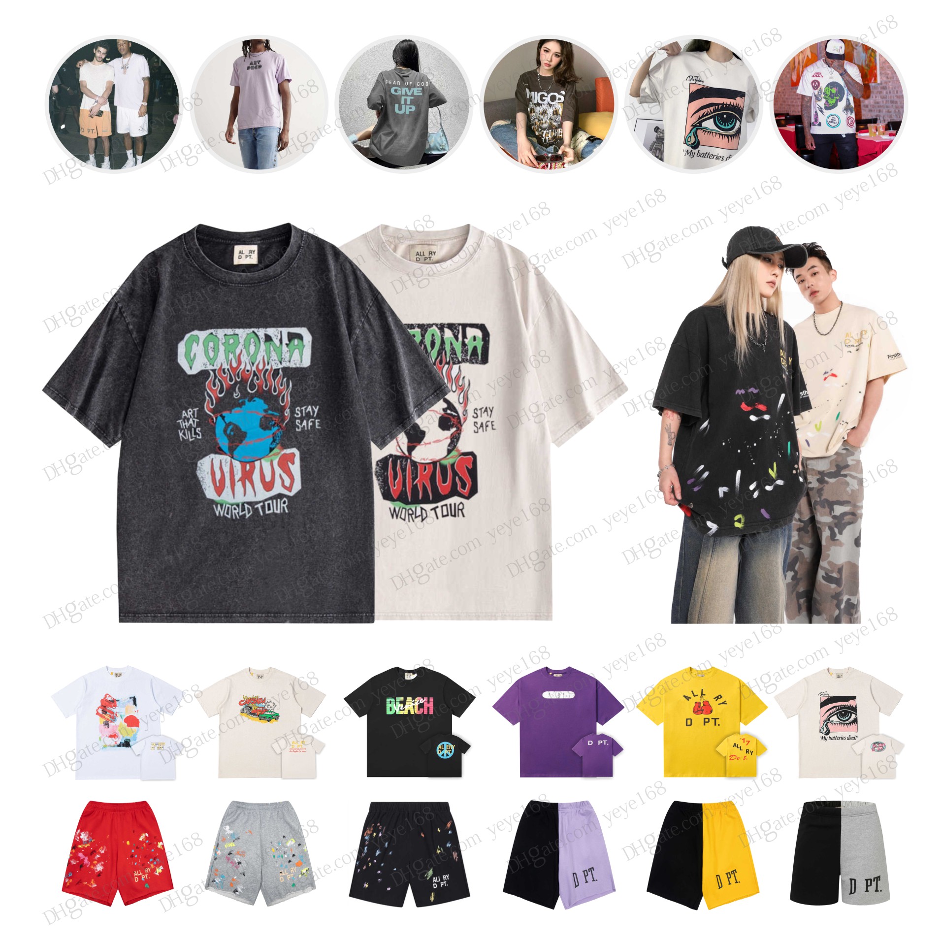 Galle Summer Mens T Shirt Fashion Designer T Shirt Shorts 100% Cotton Loose Men's and Women's Top Hip Hop Street Short Sleeve Couple Tshirt Shorts US S-XL yyg