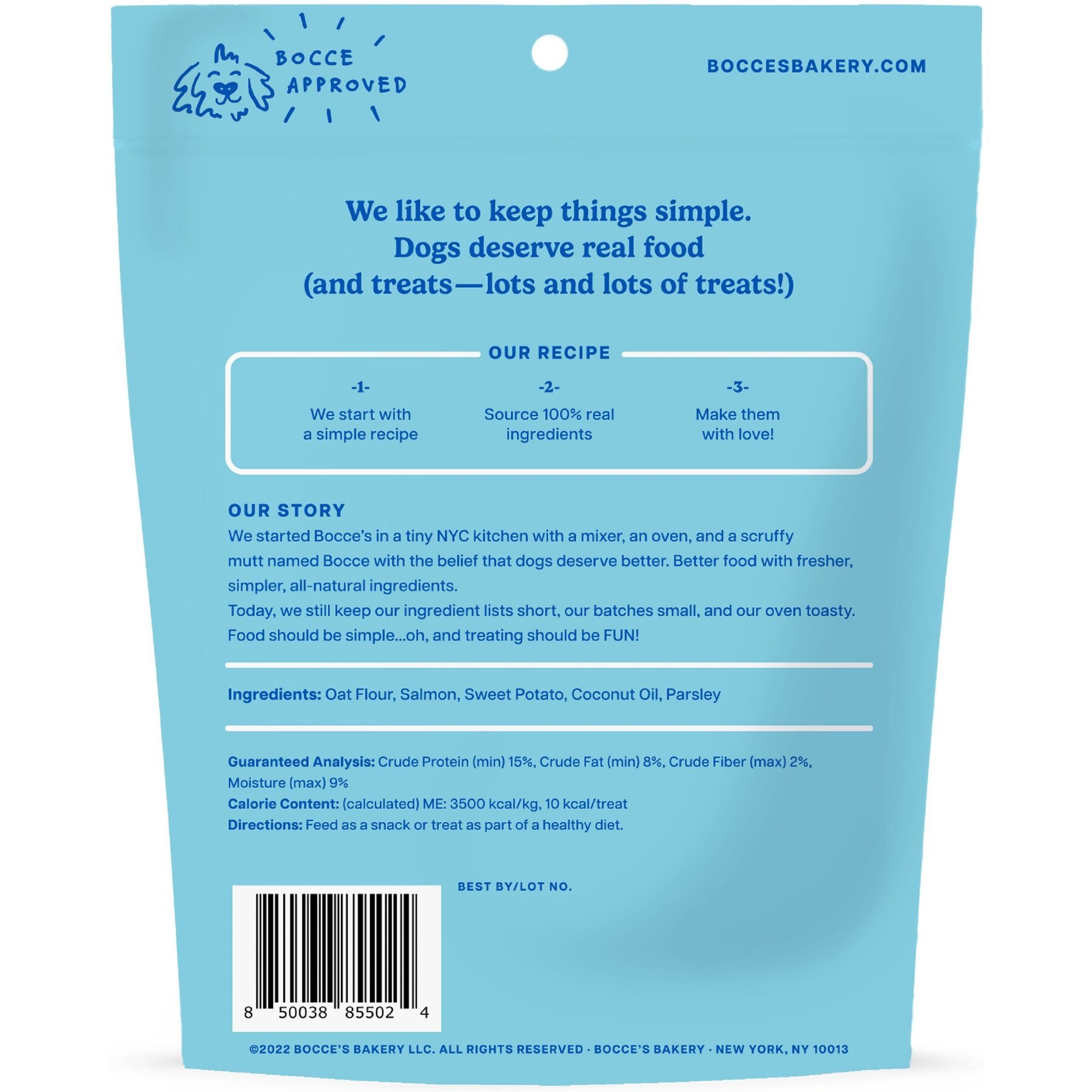 Bocce's Bakery Fish & Chips Biscuits Crunchy Dog Treats, 5-oz bag