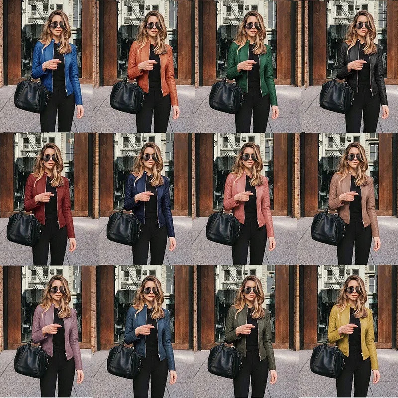 Vintage Women PU Leather Bomber Jacket Fashion Casual Autumn Winter Zipper Windbreaker Streetwear Female Blazer Y2K Clothes 241121