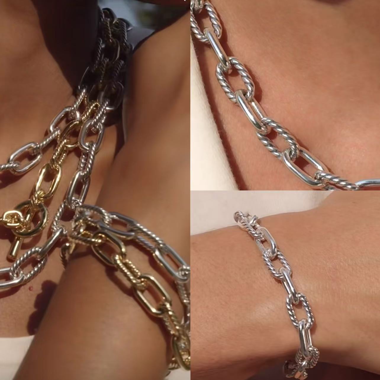 Niche designer bracelet K gold buckle chain bracelet designer classic punk silver bracelet interlocking luxury jewelry street retro jewelry women