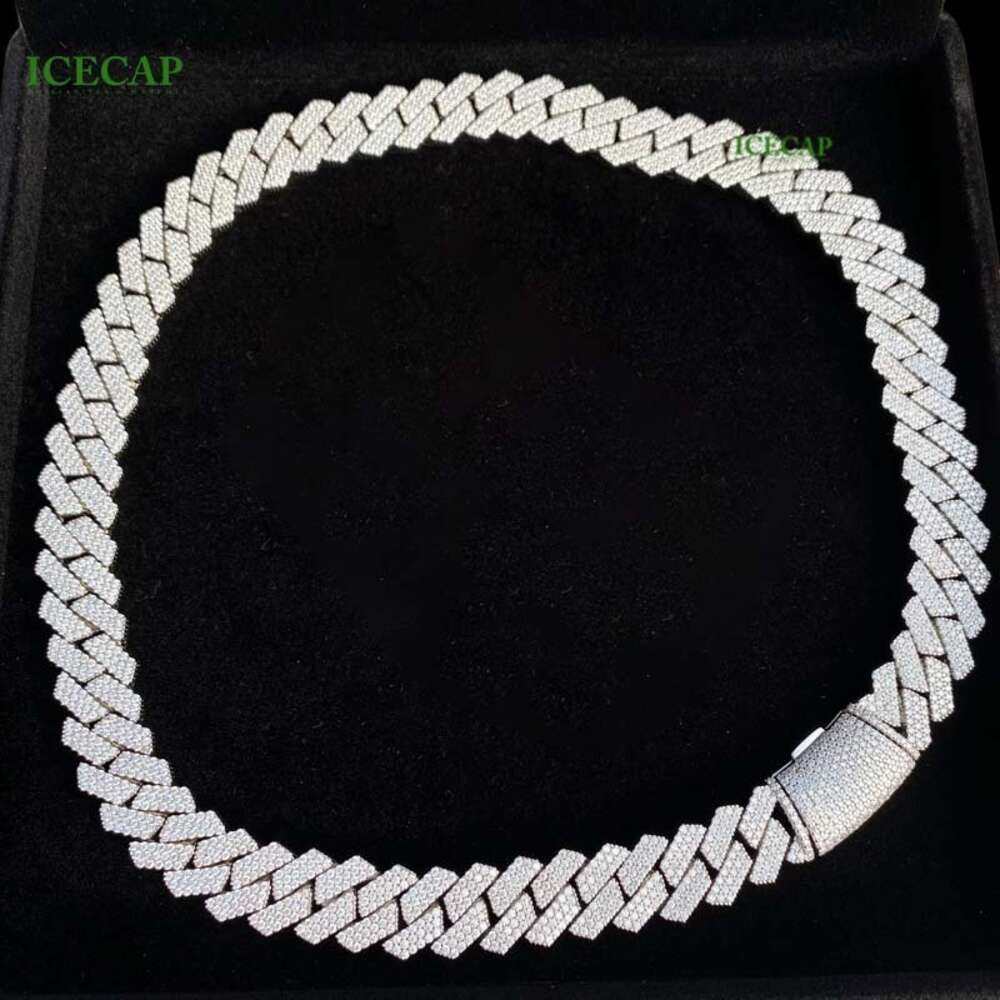 Hiphop Cuabn Link Chain Set Jewelry Miami Vvs Moissanite Sterling Silver Platinum-plated Men Cuban Chian Bracelet Necklace