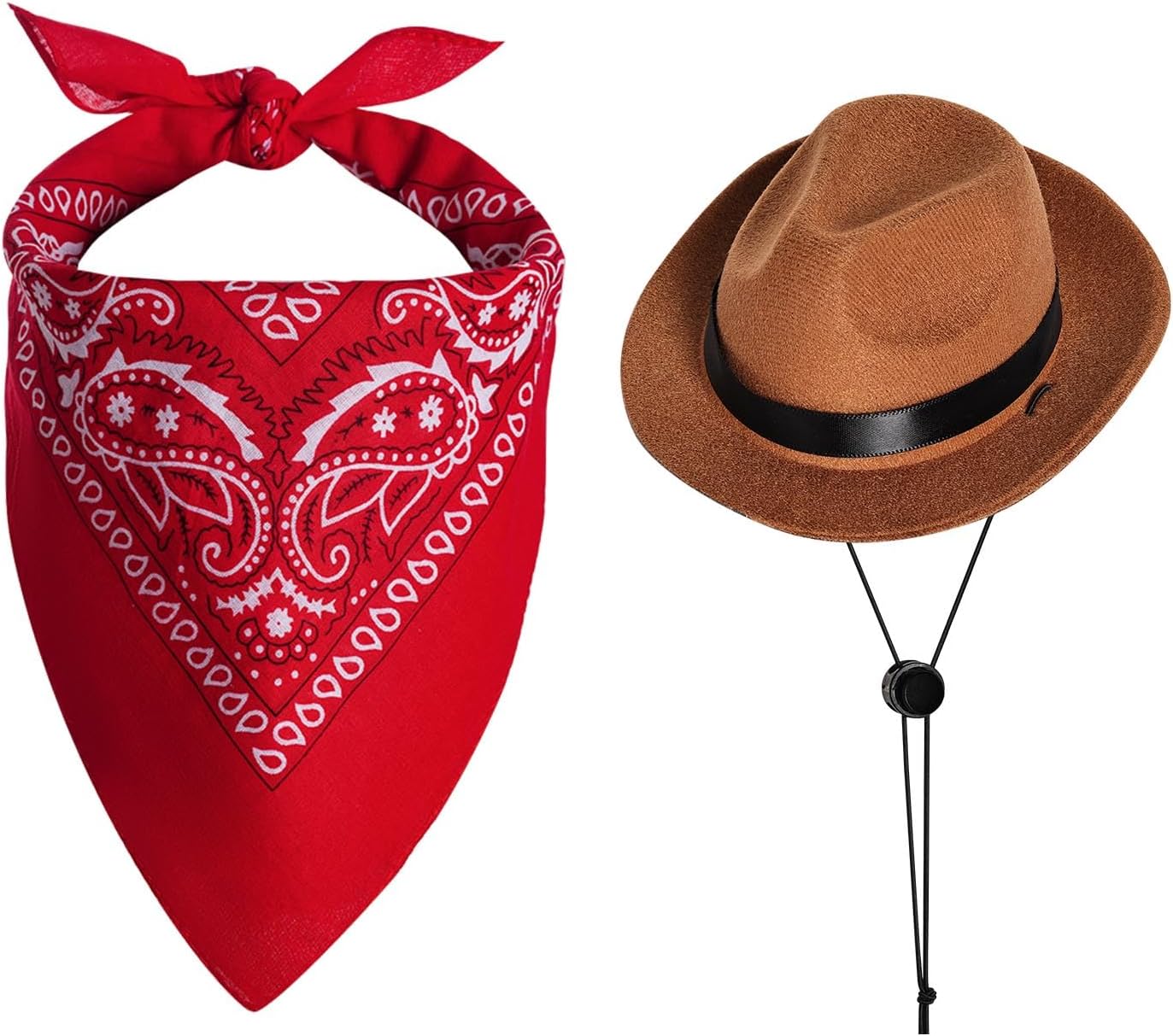 choyaxo Dog Halloween Costumes Pet Costume for Dogs Cat Cowboy Hat with Bandana Scarf Set Party Accessories