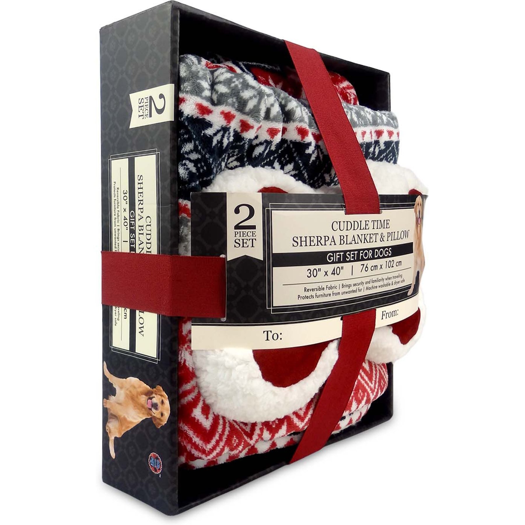 Bow-Wow Pet Sherpa Dog Blanket & Pillow Set