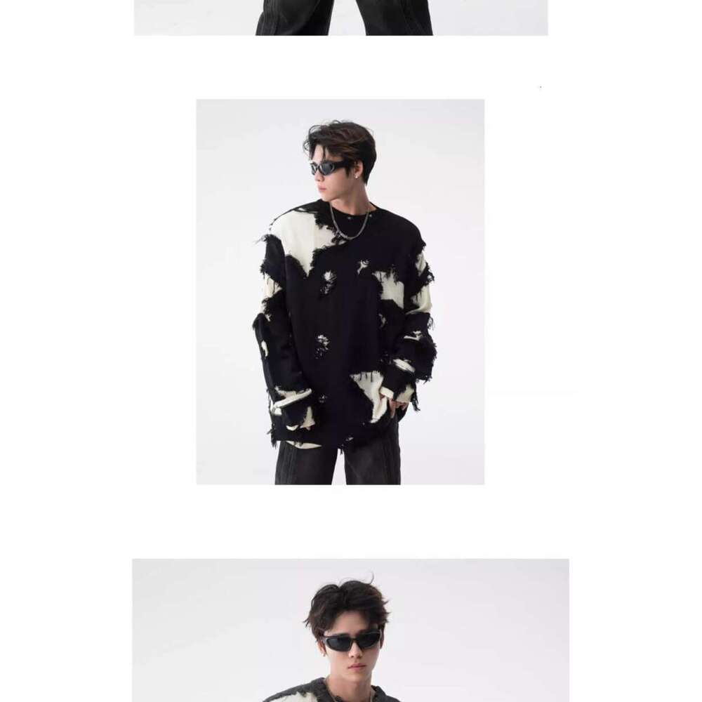 hoodie Rindu American new fashion clown star men's ripped edge hoodie Y2K retro thick sweater casual pullover for men and women jacket