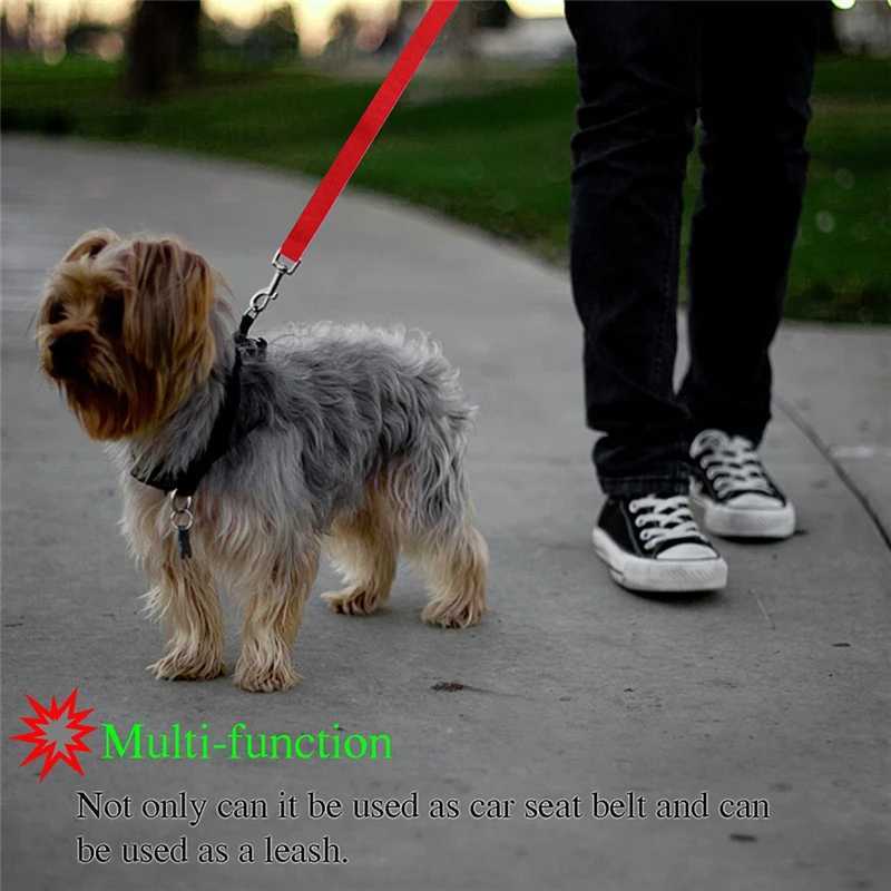 Nylon Safety Belt for Dogs Solid Color Pet Car Seat Belt Two-in-one Leash Adjustable Dog Harness Collar Products Pet AccessoriesXJ250218