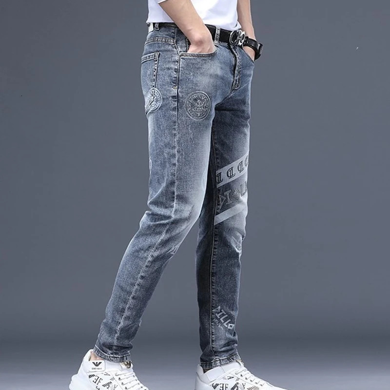Mens Spring Jeans Fashion Washing Pants High Quality Slim Fit Vintage Blue Hip Hop Streetwear Mans Denim Trousers 240415