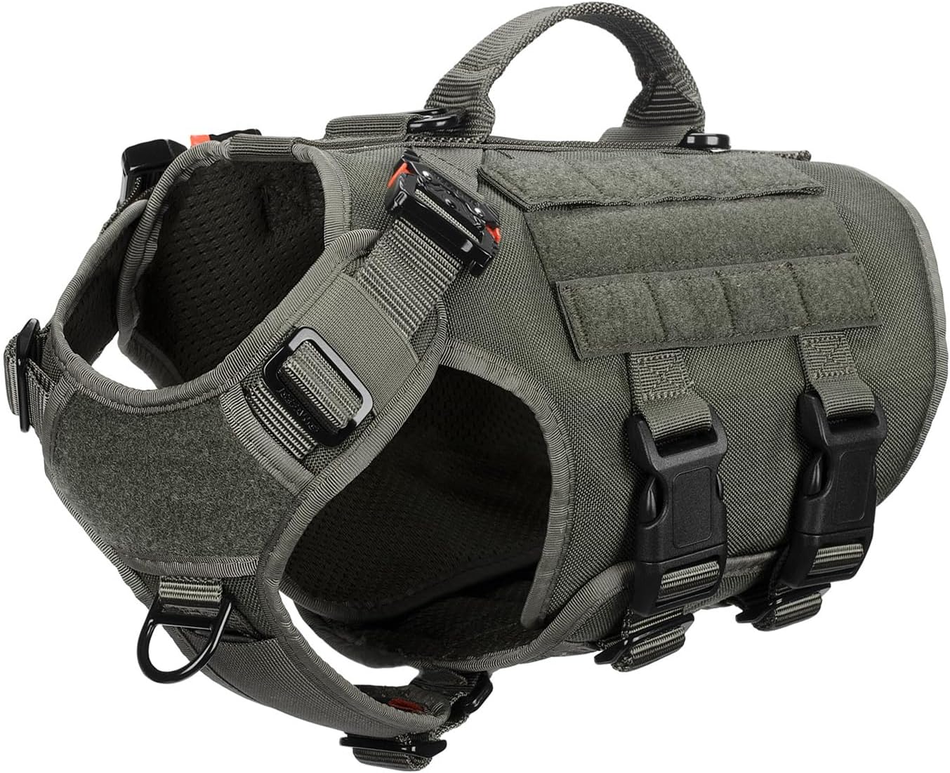 ICEFANG GN3 Tactical Dog Harness 6X Buckle,Dog Molle Vest with Handle,3/4 Body Coverage,Hook and Loop Panel for ID Patch,No Pulling Front Clip (L (28 
