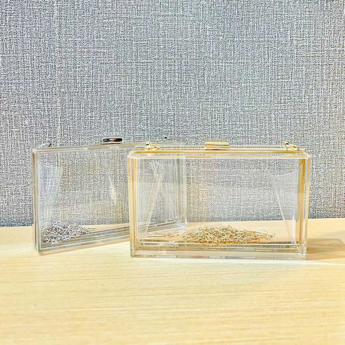 new acrylic transparent bag small square box bag single shoulder diagonal chain bag dinner bag womens bag jelly bag