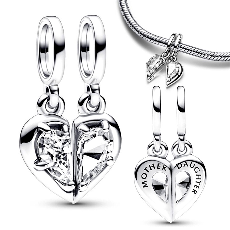 Splittable Mother Daughter Dangle Charm Silver Plated Fit a Charms Silver 925 Original Bracelet for Jewelry Making 240408