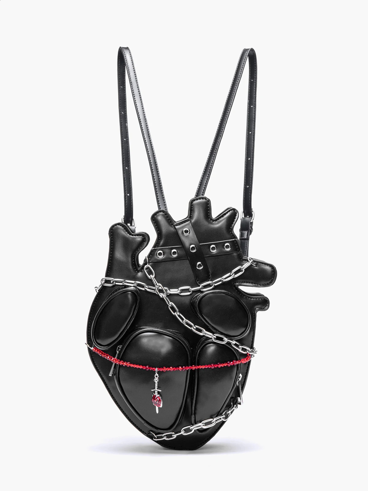 HIATUS original dark binding chain heart shoulder crossbody bag creative gothic style punk metal sexy bag 241121